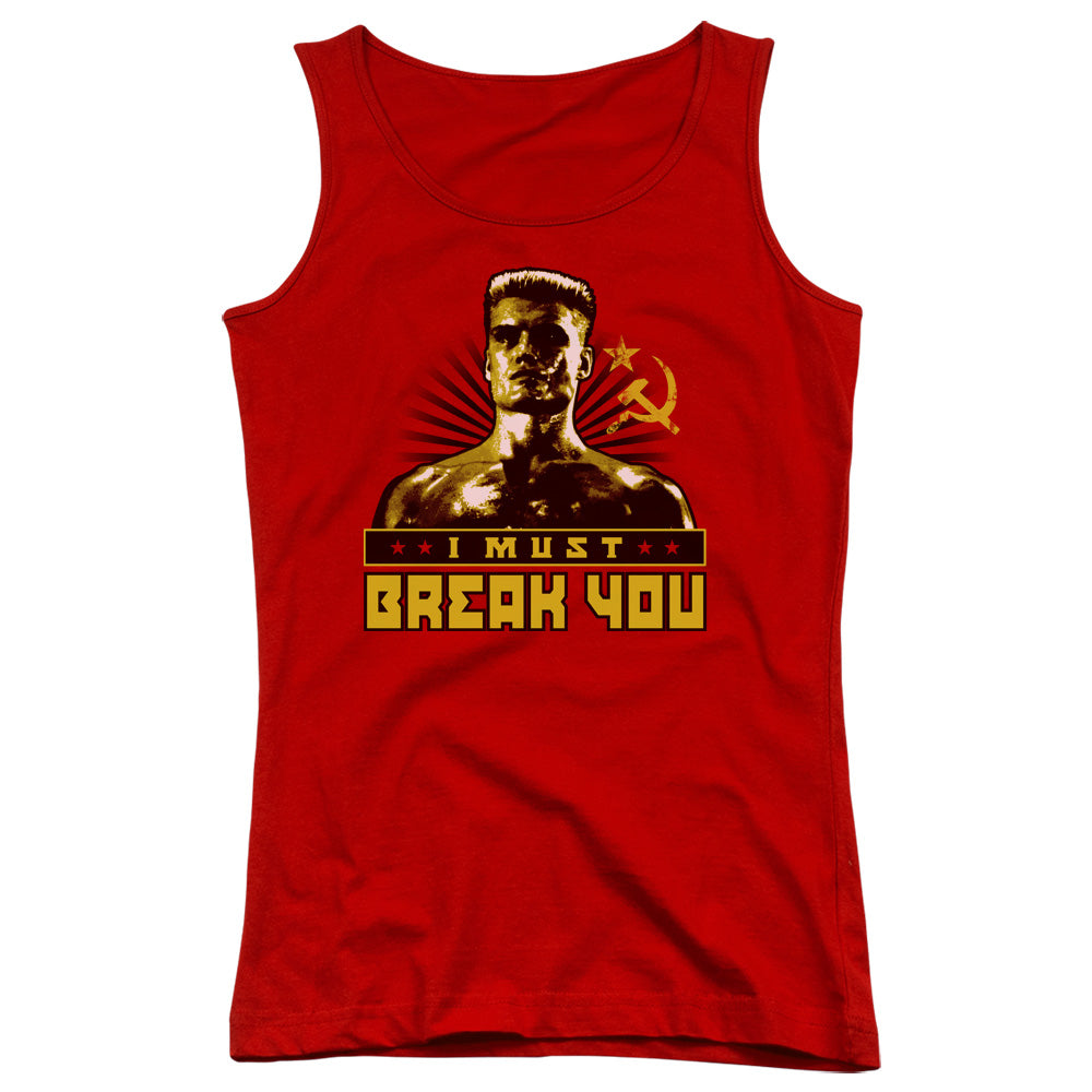 Rocky IV I Must Break Womens Tank Top Shirt Red