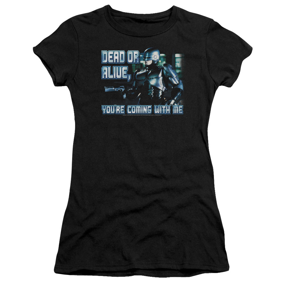 Robocop Dead Or Alive Junior Sheer Cap Sleeve Womens T Shirt Black