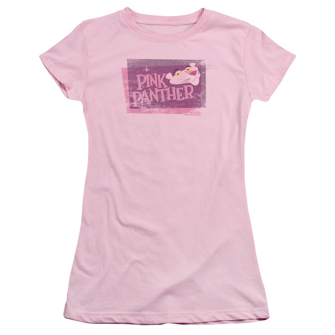 Pink Panther Distressed Junior Sheer Cap Sleeve Womens T Shirt Pink