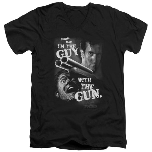 Army Of Darkness Guy With The Gun Mens Slim Fit V-Neck T Shirt Black