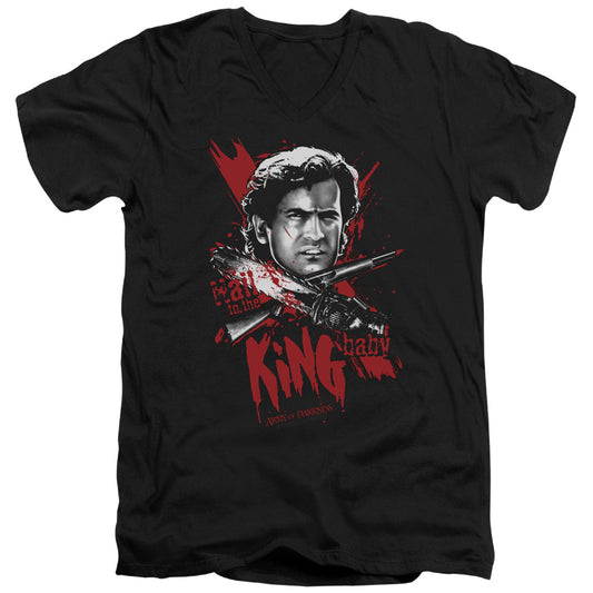 Army Of Darkness Hail To The King Mens Slim Fit V-Neck T Shirt Black