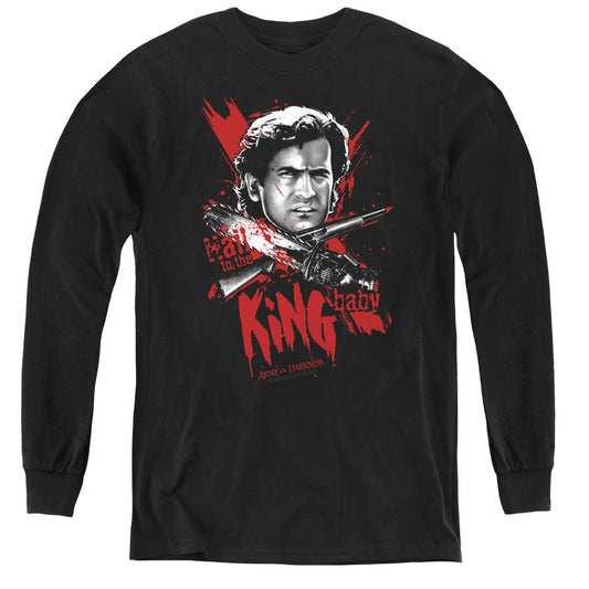 Army Of Darkness Hail To The King Long Sleeve Kids Youth T Shirt Black