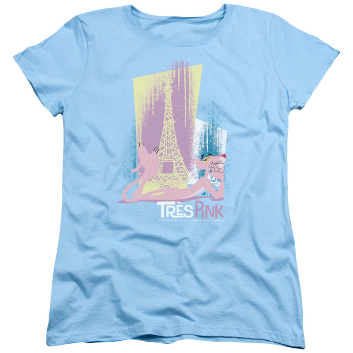 Pink Panther Tres Pink Womens T Shirt Light Blue