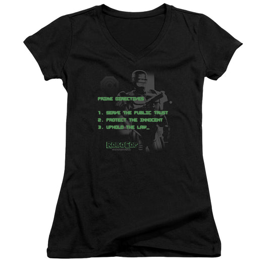 Robocop Prime Directives Junior Sheer Cap Sleeve V Neck Womens T Shirt Black