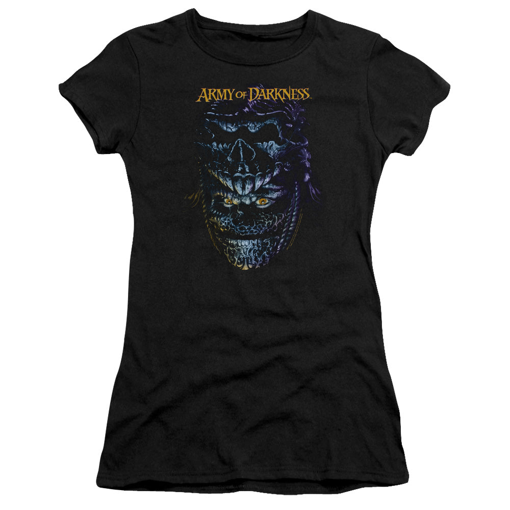 Army Of Darkness Evil Ash Junior Sheer Cap Sleeve Womens T Shirt Black