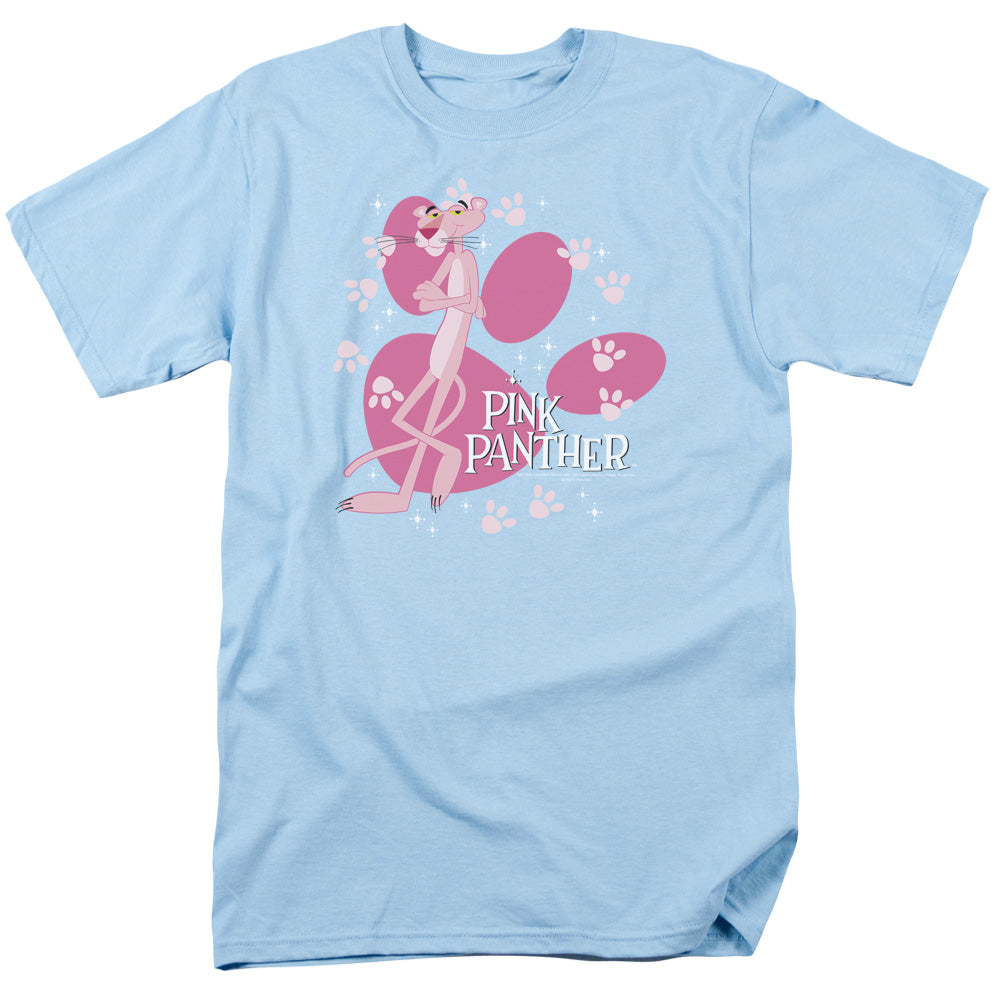 Pink Panther Walk All Over Mens T Shirt Light Blue