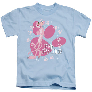 Pink Panther Walk All Over Juvenile Kids Youth T Shirt Light Blue