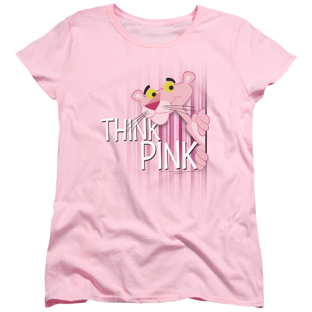 Pink Panther Think Pink Womens T Shirt Pink