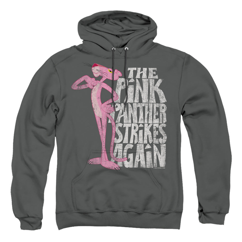 Pink Panther Strikes Again Mens Hoodie Charcoal Officially Licensed