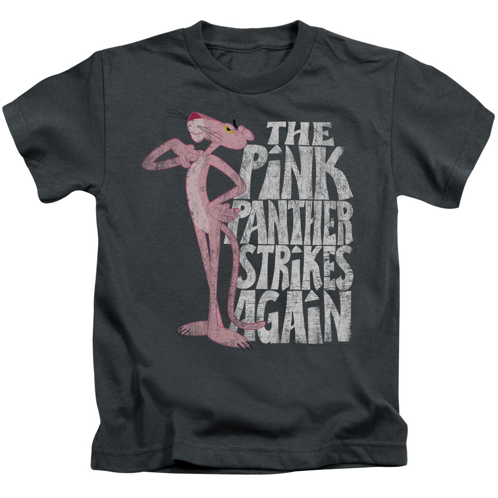 Pink Panther Strikes Again Juvenile Kids Youth T Shirt Charcoal