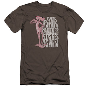 Pink Panther Strikes Again Premium Bella Canvas Slim Fit Mens T Shirt Charcoal