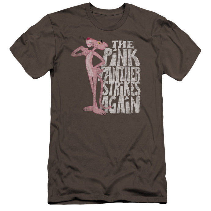 Pink Panther Strikes Again Premium Bella Canvas Slim Fit Mens T Shirt Charcoal