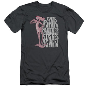 Pink Panther Strikes Again Slim Fit Mens T Shirt Charcoal