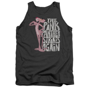 Pink Panther Strikes Again Mens Tank Top Shirt Charcoal