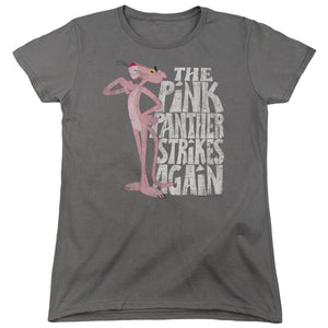 Pink Panther Strikes Again Womens T Shirt Charcoal