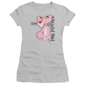 Pink Panther Cool Cat Junior Sheer Cap Sleeve Womens T Shirt Silver