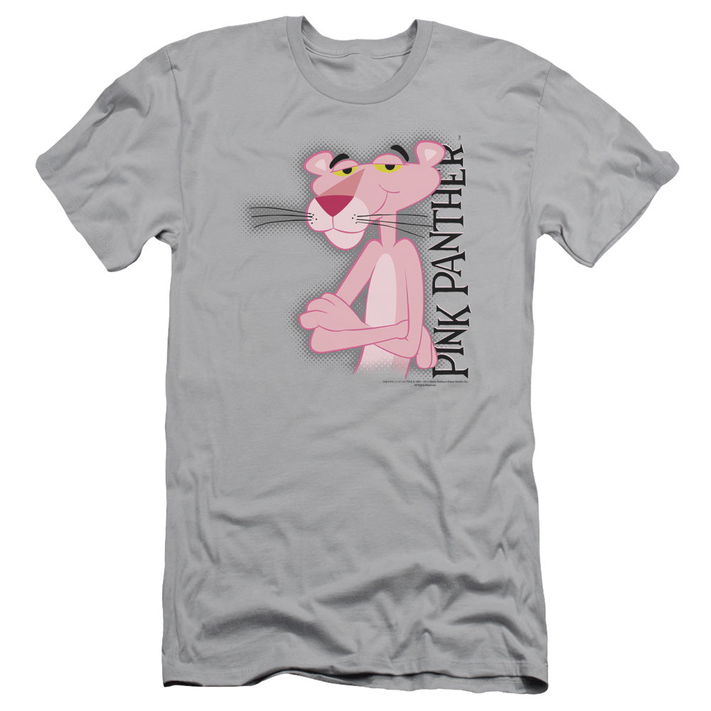 Pink Panther Cool Cat Slim Fit Mens T Shirt Silver