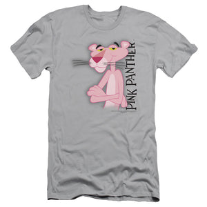 Pink Panther Cool Cat Slim Fit Mens T Shirt Silver