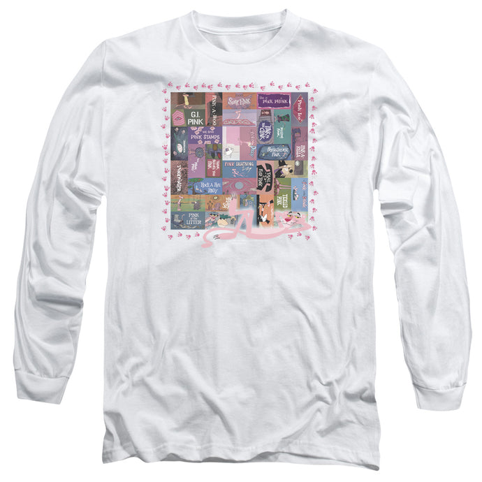 Pink Panther Vintage Titles Mens Long Sleeve Shirt White