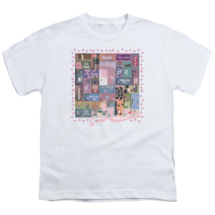 Pink Panther Vintage Titles Kids Youth T Shirt White