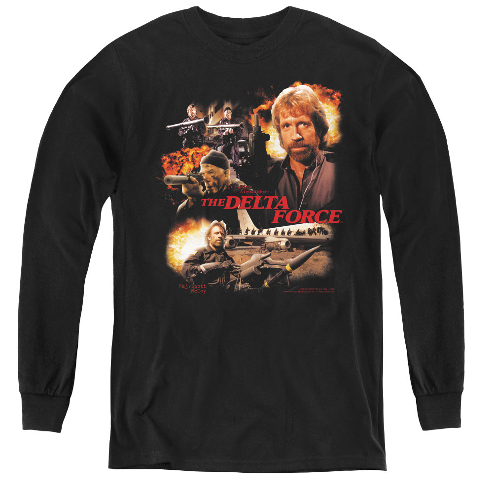 Delta Force Action Pack Long Sleeve Kids Youth T Shirt Black