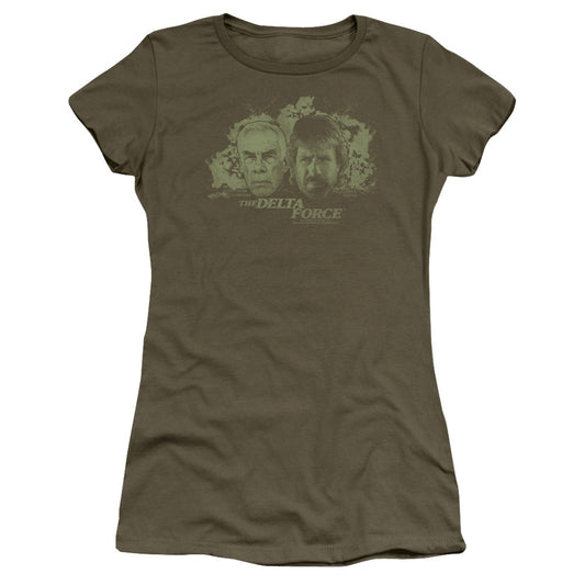 Delta Force Explosion Junior Sheer Cap Sleeve Womens T Shirt Military Green