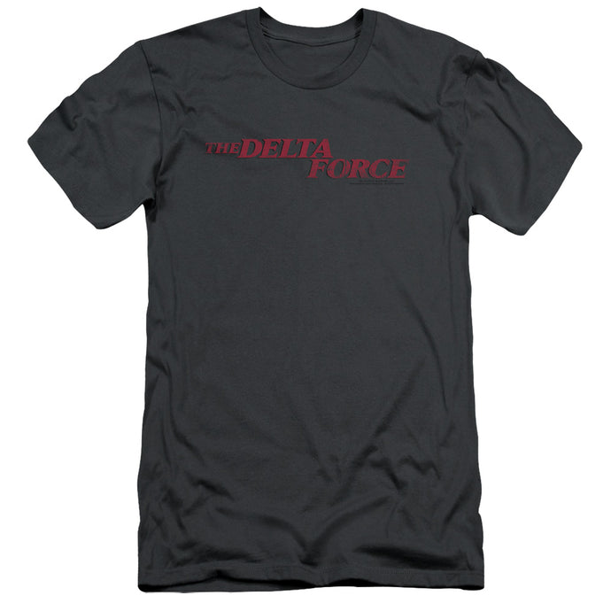 Delta Force Distressed Logo Slim Fit Mens T Shirt Charcoal