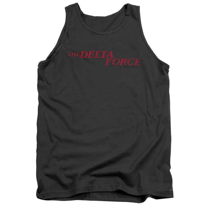 Delta Force Distressed Logo Mens Tank Top Shirt Charcoal