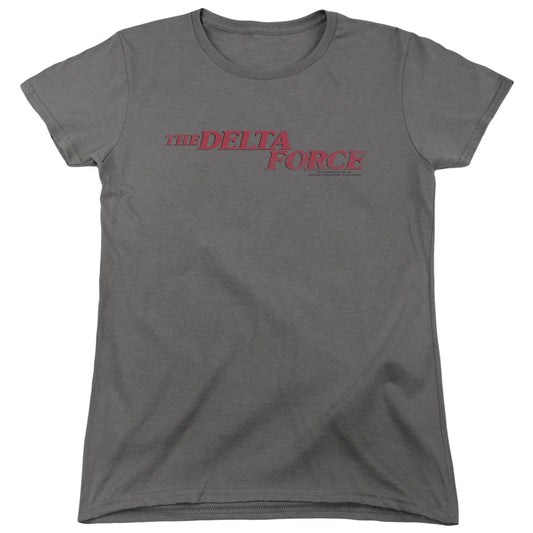 Delta Force Distressed Logo Womens T Shirt Charcoal