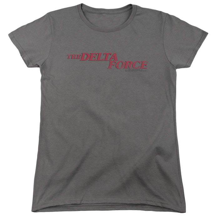 Delta Force Distressed Logo Womens T Shirt Charcoal