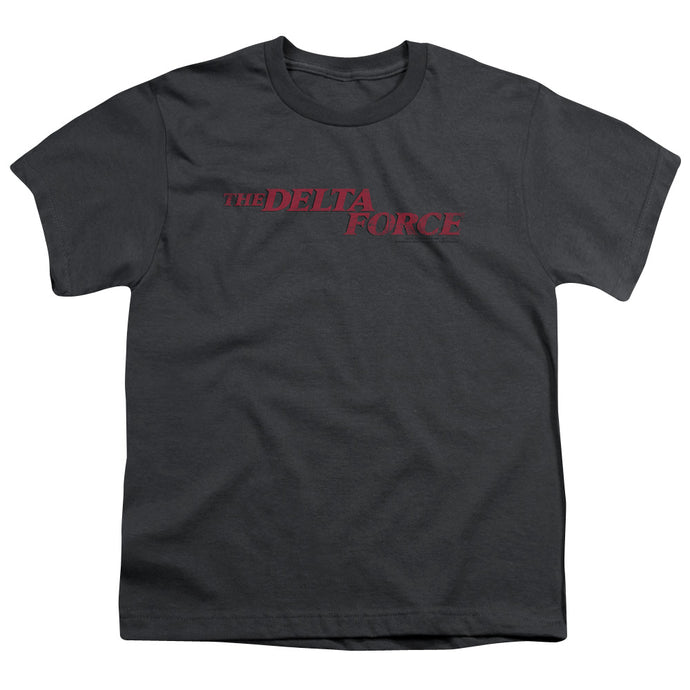 Delta Force Distressed Logo Kids Youth T Shirt Charcoal