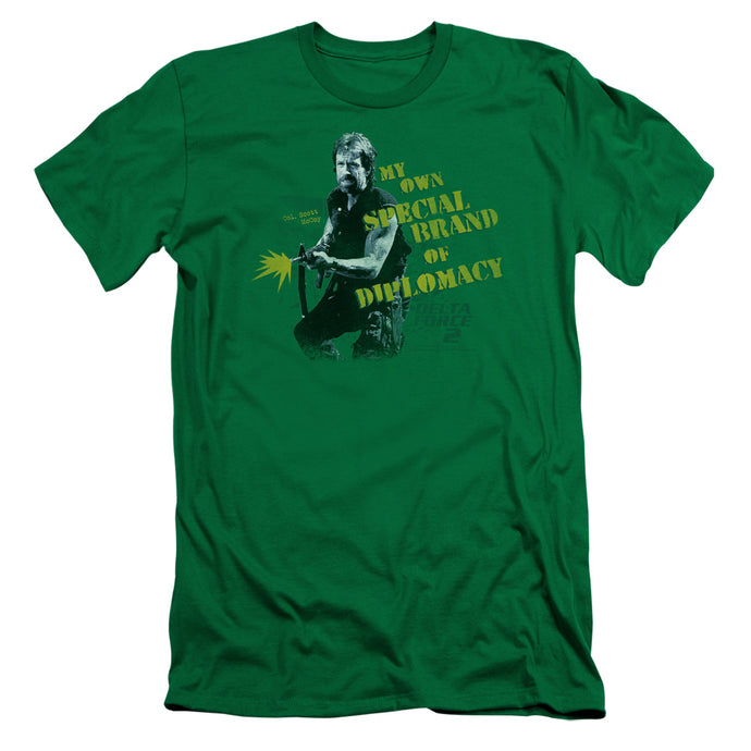 Delta Force 2 Special Diplomacy Slim Fit Mens T Shirt Kelly Green