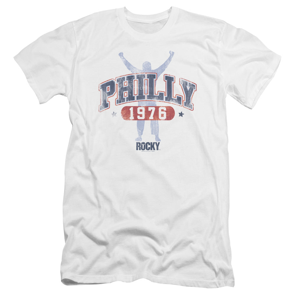 Rocky Philly 1976 Premium Bella Canvas Slim Fit Mens T Shirt White