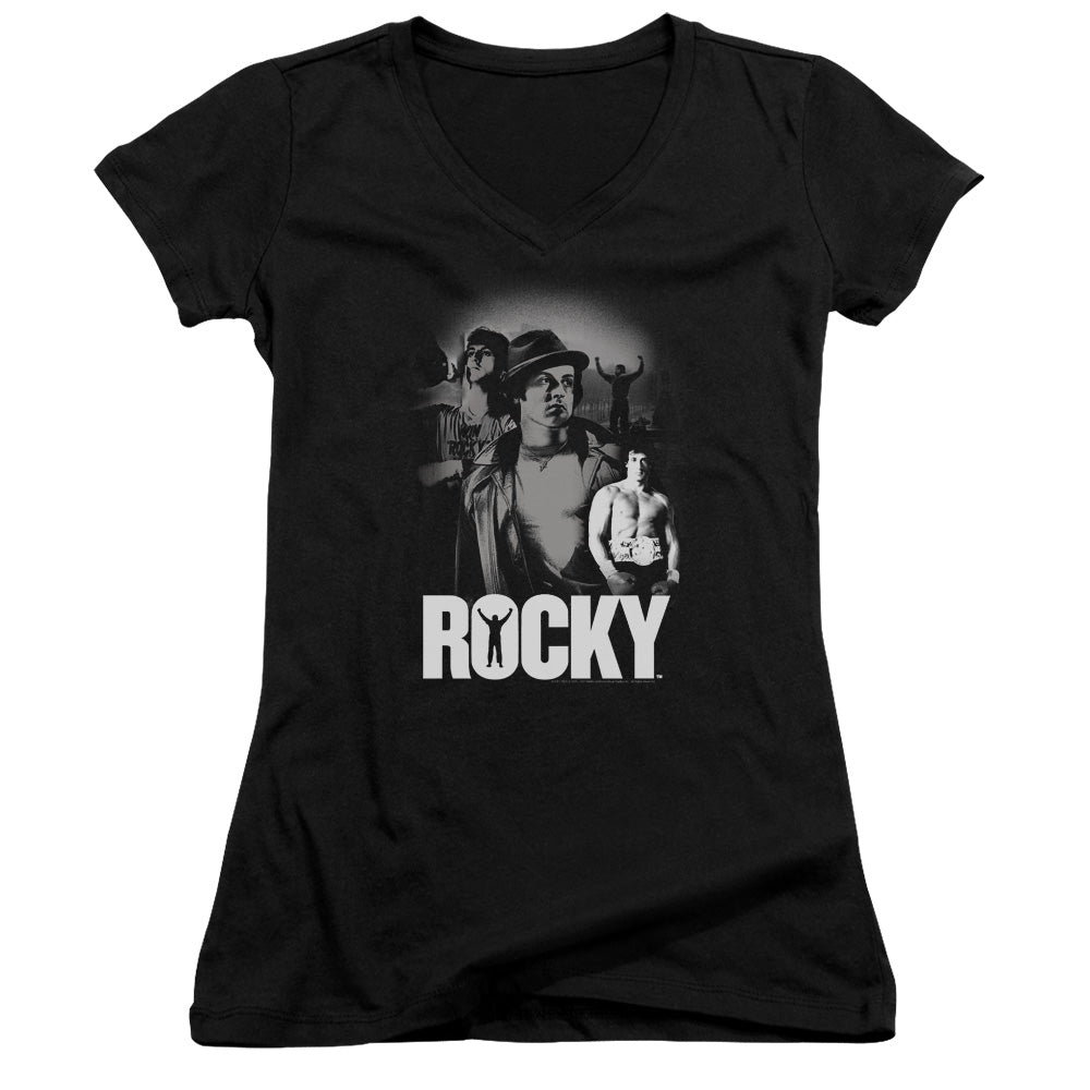 Rocky Making Of A Champ Junior Sheer Cap Sleeve V-Neck Womens T Shirt Black