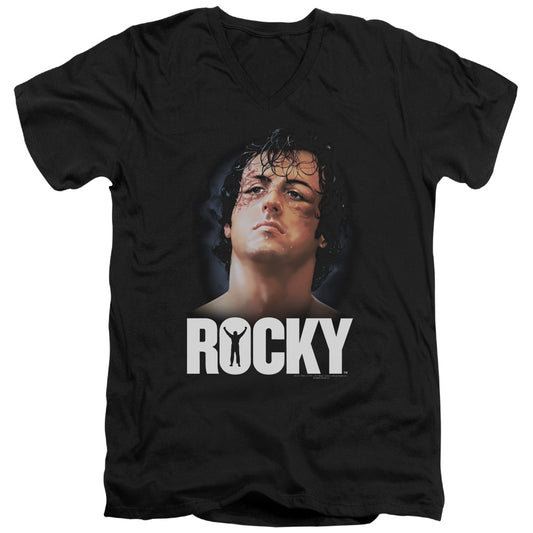 Rocky The Champ Mens Slim Fit V-Neck T Shirt Black
