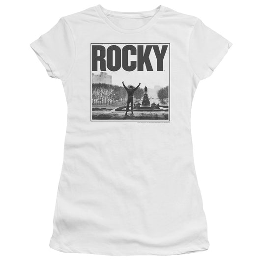 Rocky Top Of The Stairs Junior Sheer Cap Sleeve Womens T Shirt White