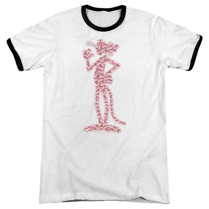 Pink Panther Heads Heather Ringer Mens T Shirt White Black