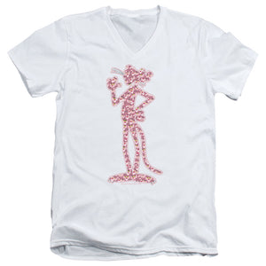 Pink Panther Heads Mens Slim Fit V-Neck T Shirt White