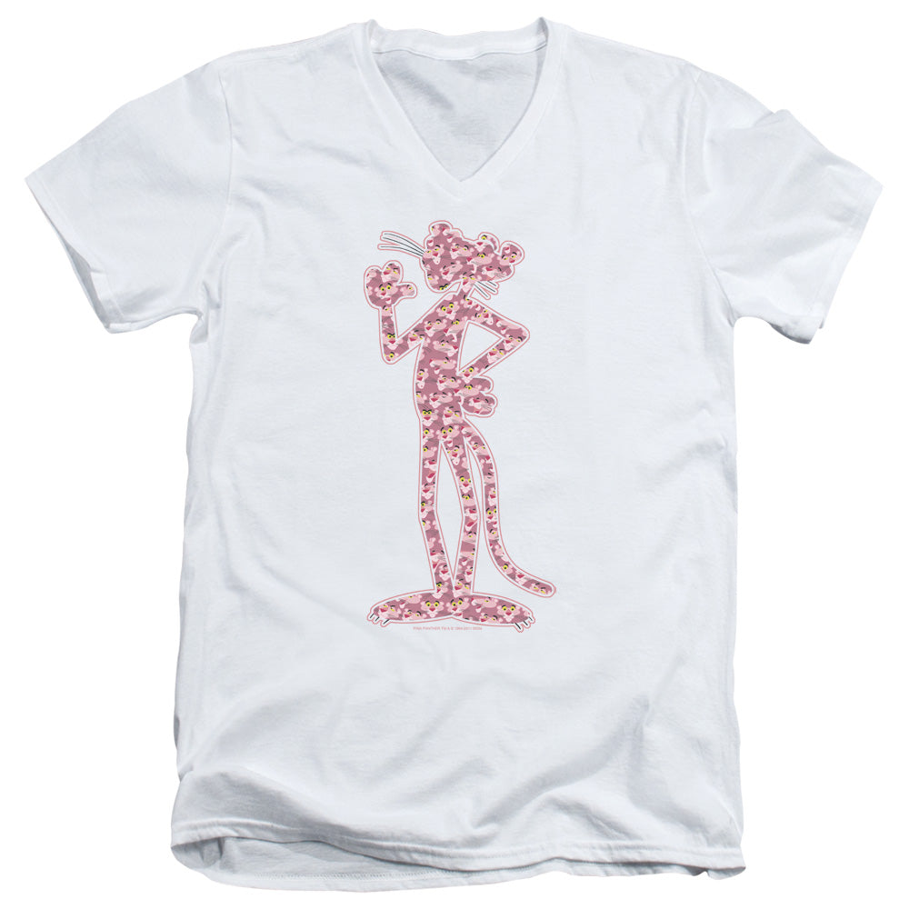 Pink Panther Heads Mens Slim Fit V-Neck T Shirt White