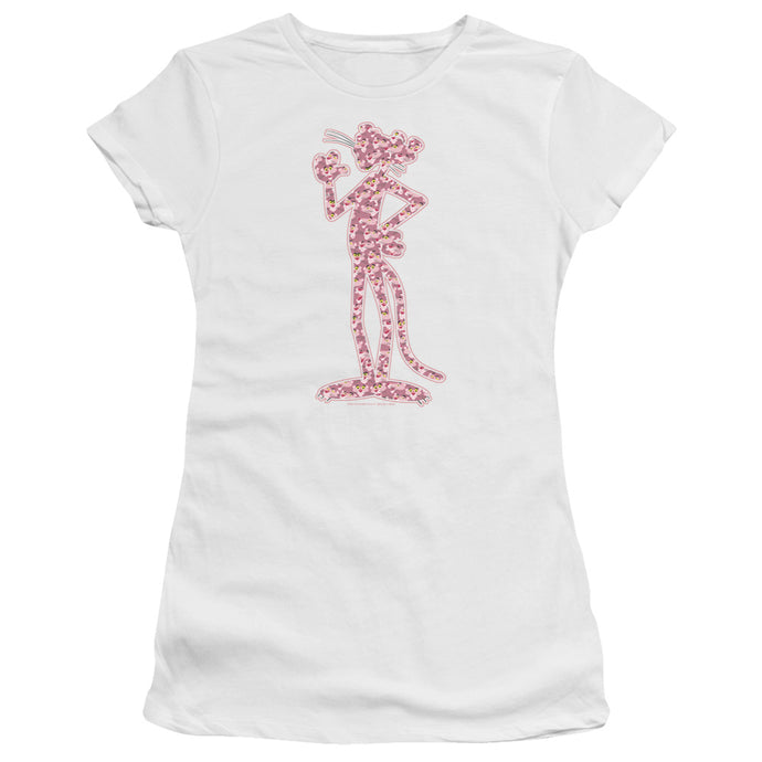 Pink Panther Heads Junior Sheer Cap Sleeve Womens T Shirt White