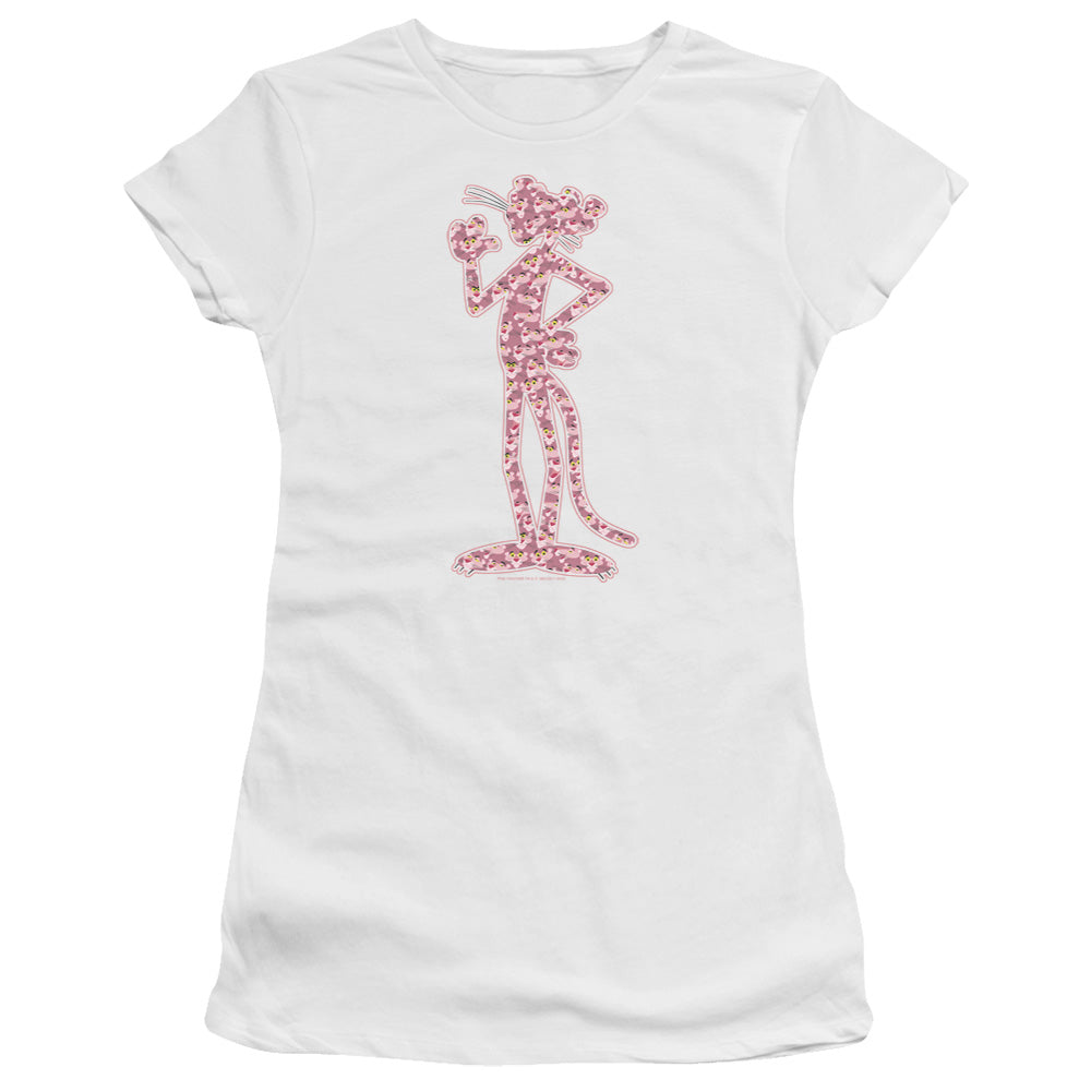 Pink Panther Heads Junior Sheer Cap Sleeve Womens T Shirt White