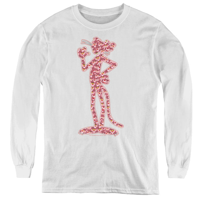 Pink Panther Heads Long Sleeve Kids Youth T Shirt White