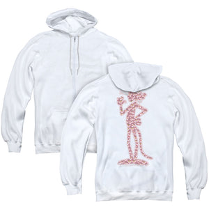 Pink Panther Heads Back Print Zipper Mens Hoodie White