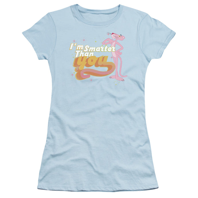 Pink Panther Art Cat Junior Sheer Cap Sleeve Womens T Shirt Light Blue