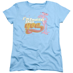 Pink Panther Art Cat Womens T Shirt Light Blue