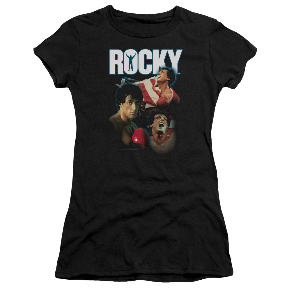 Rocky I Did It Junior Sheer Cap Sleeve Womens T Shirt Black