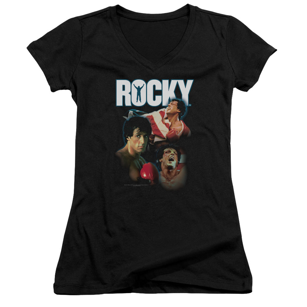 Rocky I Did It Junior Sheer Cap Sleeve V-Neck Womens T Shirt Black