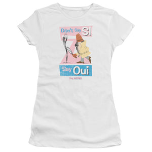 Pink Panther Say Oui Junior Sheer Cap Sleeve Womens T Shirt White