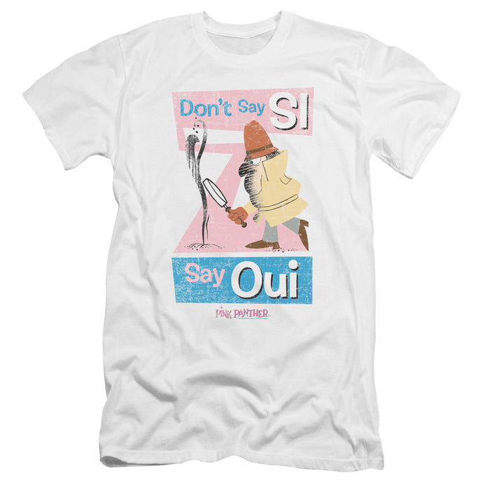 Pink Panther Say Oui Premium Bella Canvas Slim Fit Mens T Shirt White