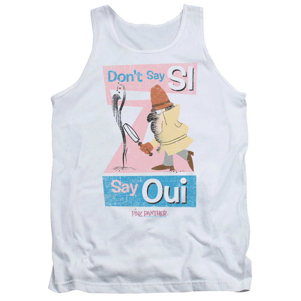 Pink Panther Say Oui Mens Tank Top Shirt White